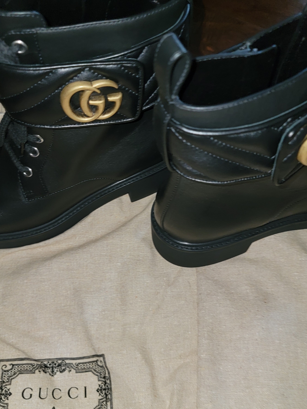 Gucci Black Leather Logo Ankle Boots - Picture 10 of 12